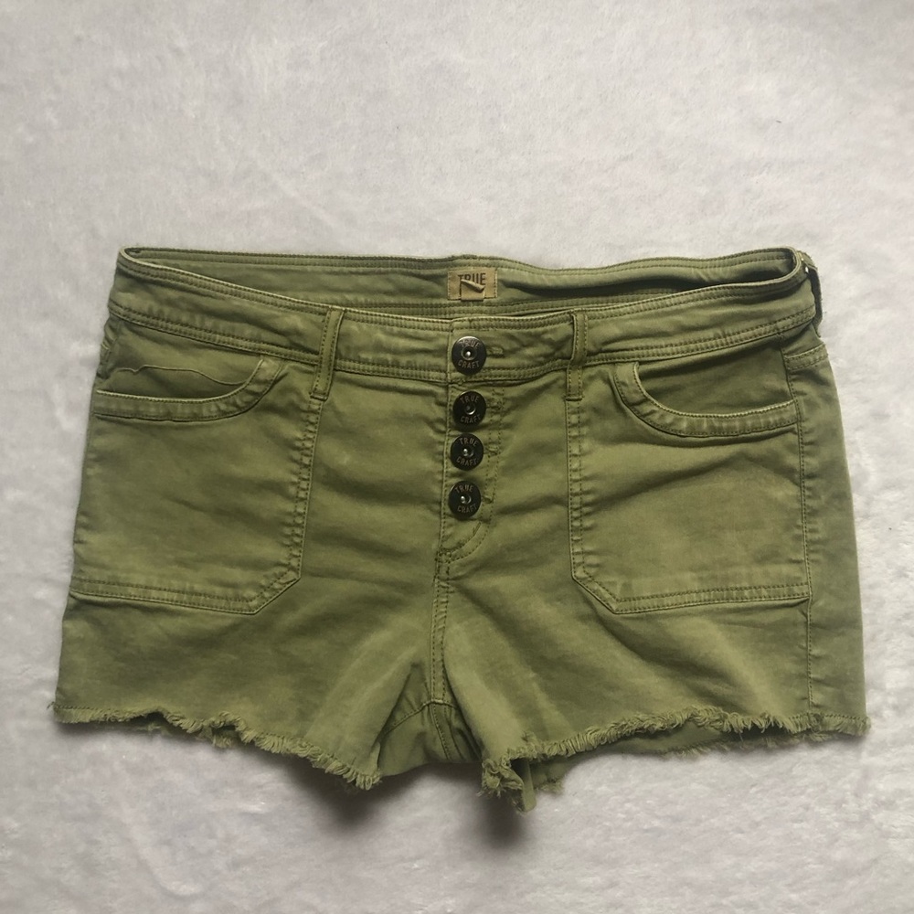 True Craft Olive Denim Shorts